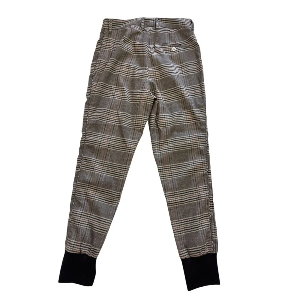 Plaid Jogger Pants Women Size 2 Elastic Waist Cuffed Casual - Picture 3 of 14